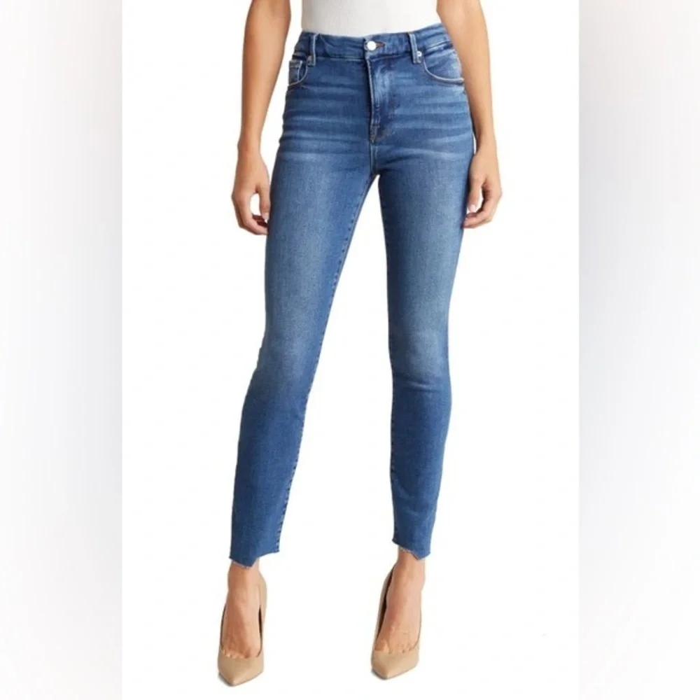 Good American Good Legs Skinny Jeans Raw Hem Plus Size Dark Blue